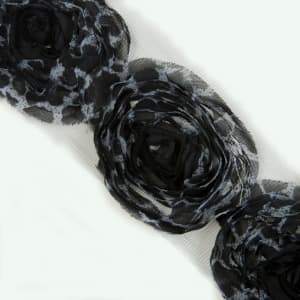 Тесьма декоративная Т/роз-015 черный, серый, 12 см (намотка 7,5 ярдов)