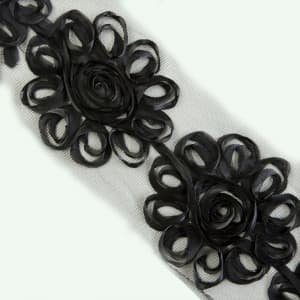 Тесьма декоративная Т/роз-023 черный, 10 см (намотка 7,5 ярдов)