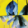 Креп принт "Цветы" R-004, желтый, голубой, 150 см, 100 г/м² фото № 3