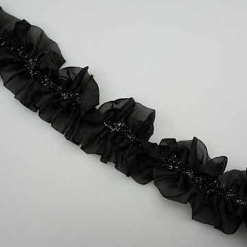 Тесьма декоративная T 142-1 черный, 4,5 см (намотка 10 ярдов)