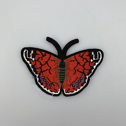Термонаклейка "Бабочка" KL-207 красный, 9 см