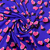 Трикотаж масло набивное "Сердце" R-018, фиолетовый, розовый, 150 см, 200 г/м² фото №1