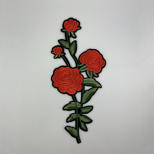 Термонаклейка "Розы" P013-2 красный, зеленый,  38 см