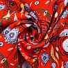 Шифон вельвет принт "Цветы и птицы" R-202, красный, белый, 70 г/м², 150 см фото №1