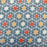 Вискоза-твил "Геометрические цветы" GR-005, голубой, оранжевый, 110 г/м², 150 см фото № 4