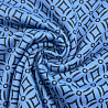 Трикотаж  жаккард принт "Узоры" 2414B голубой, темно-синий, 155 см, 215 г/м² фото №1