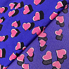 Трикотаж масло набивное "Сердце" R-018, фиолетовый, розовый, 150 см, 200 г/м² фото № 3