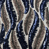 Сетка пайетки "Перья" YMH, черный, синий, 150 см фото № 3