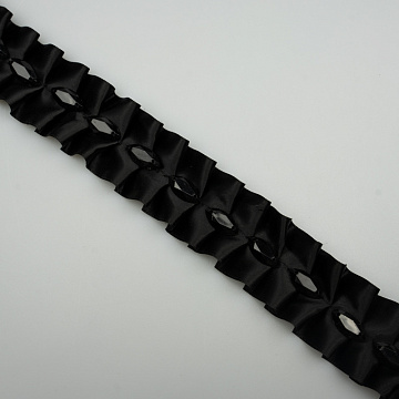 Тесьма атласная декоративная T 109-1 черный, 3,5 см (намотка 10 ярдов)