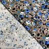 Трикотаж масло браш "Цветы" D DTY238 темно-бежевый, голубой, 150 см, 200 г/м² фото № 3