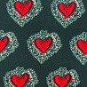 Трикотаж "Оттоман" принт сердечки EMP024, темно-зеленый, красный, 150 см, 270 г/м² фото № 4