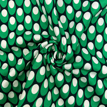 Трикотаж джерси принт "Горошки" D049, зеленый, белый, 270 г/м², 150 см