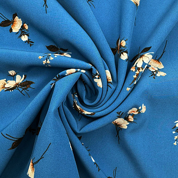 Ниагара принт "Цветочный" N3286 ярко- синий, бежевый, 150 см, 110 г/м²
