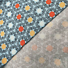 Вискоза-твил "Геометрические цветы" GR-005, голубой, оранжевый, 110 г/м², 150 см фото № 3