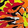 Трикотаж масло набивное "Абстракция", оранжевый, черный, 150 см, 200 г/м² фото № 4