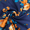 Трикотаж джерси принт "Цветы" J-2002, темно-синий, оранжевый, 150 см, 270 г/м² фото №1
