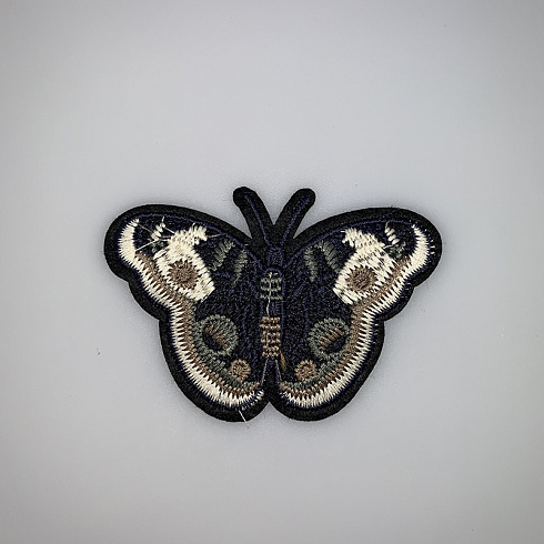 Термонаклейка "Бабочка" P0177 темно-синий, бежевый, 9 см