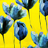 Креп принт "Цветы" R-004, желтый, голубой, 150 см, 100 г/м² фото № 5