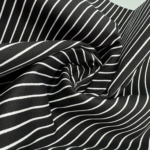 Коттон принт "Полосы" D54, черный, белый, 150 г/м², 150 см