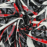 Трикотаж масло набивное "Абстракция" D4 черный, красный, 150 см, 200 г/м² фото №1