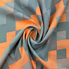 Шифон спандекс принт "Геометрия" D1918, неоново-оранжевый, серый, 70 г/м², 150 см фото №1