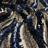 Сетка пайетки "Перья" YMH, черный, синий, 150 см фото № 2