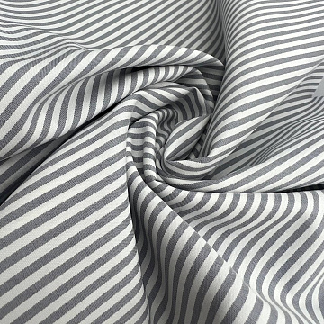 Блузочная ткань "Полосы" D11, серый, белый, 150 см, 150 г/м²