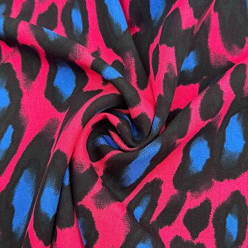 Вискоза принт "Леопардовый" ST4948, черный, розовый, 95 г/м², 145 см