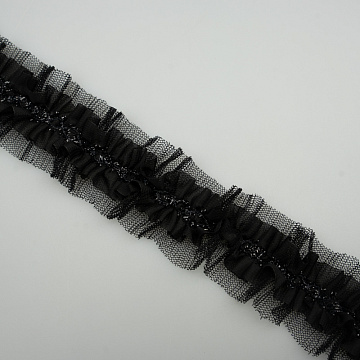 Тесьма декоративная T 134-1 черный, 5 см (намотка 10 ярдов)
