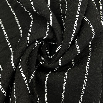 Плательная ткань с вискозой "Буквы" D8027 черный, белый, 150 см, 85 г/м²