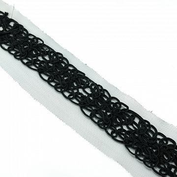 Тесьма декоративная T120-1 черный, 5,5 см (намотка 7,5 ярдов)