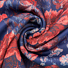 Трикотаж эластан (скуба) "Цветы" PDP595Z темно-синий, красный, 150 см, 270 г/м² фото №1
