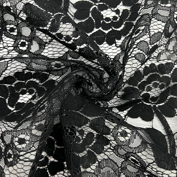 Гипюр "Цветы" с люрексом 30389, черный, 100-110 г/м², 150 см