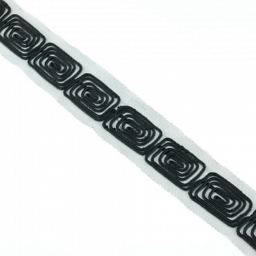 Тесьма декоративная T118-1 черный, 3,5 см (намотка 7,5 ярдов)