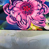 Сатин (атлас) принт "Цветы" D9875, розовый, синий, 100 г/м², 150 см фото № 3