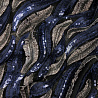 Сетка пайетки "Перья" YMH, черный, синий, 150 см фото №1