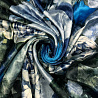 Трикотаж велюр "Цветы" VLP205Z, синий, хаки, 150 см, 240 г/м² фото №1