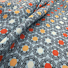 Вискоза-твил "Геометрические цветы" GR-005, голубой, оранжевый, 110 г/м², 150 см фото № 2