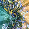 Шифон принт "Цветы" односторонний бордюр F023215, горчичный, зеленый, 75 г/м², 150 см фото №1