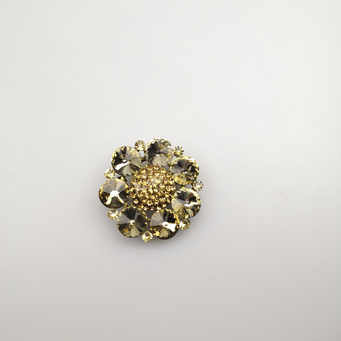 Брошь металлическая "Цветок" B39, золото, 4,5 см