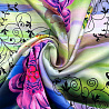 Сатин (атлас) принт "Цветы" D9875, розовый, синий, 100 г/м², 150 см фото №1