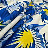 Вискоза-сатин "Цветы" GR-012, молочный, синий, 110 г/м², 150 см фото № 2