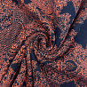 Трикотаж джерси принт KNIT, D1891 темно-синий, оранжевый, 270 г/м², 150 см фото №1