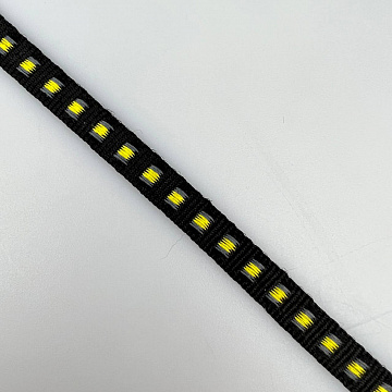 Тесьма декоративная жаккардовая T203-2 черный, желтый, 1 см (намотка 25 ярдов)