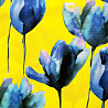Креп принт "Цветы" R-004, желтый, голубой, 150 см, 100 г/м² фото № 4
