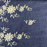 Джинс вышивка двухсторонний бордюр "Цветы" FQK022A, деним, белый, 120 г/м², 136-137 см фото № 5