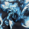 Креп плательный "Цветы" R157, черничный, голубой, 150 см, 100 г/м² фото №1