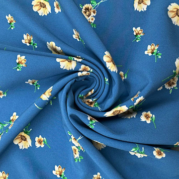 Ниагара принт "Цветочный" N2504, бежевый, голубой, 150 см, 110 г/м²