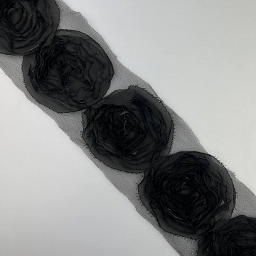 Тесьма декоративная Т/роз A134 черный, 12 см (намотка 7,5 ярдов)