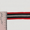 Лампас трикотажный с люрексом T T058 красный, черный, серебро, 3 см (намотка 77 ярдов) фото №1